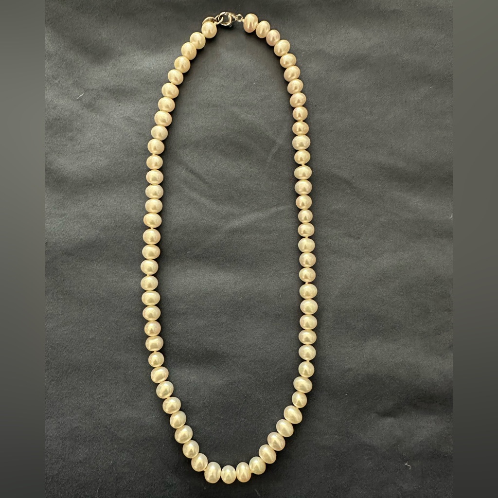 Vintage Lucas Lameth Luc 925 Cn Faux Pearl Necklace. Sterling Silver